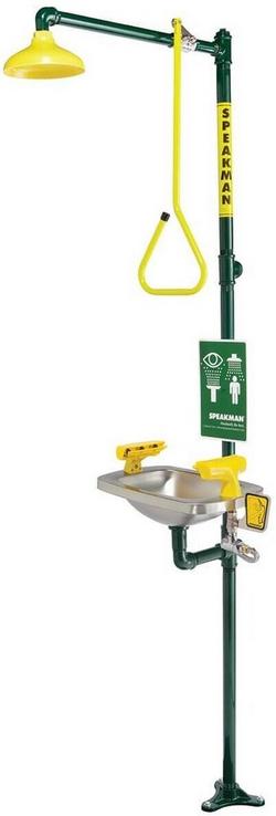Combination Shower with Rectagular and Eye/Face Wash, 20 gpm, 44 lbs