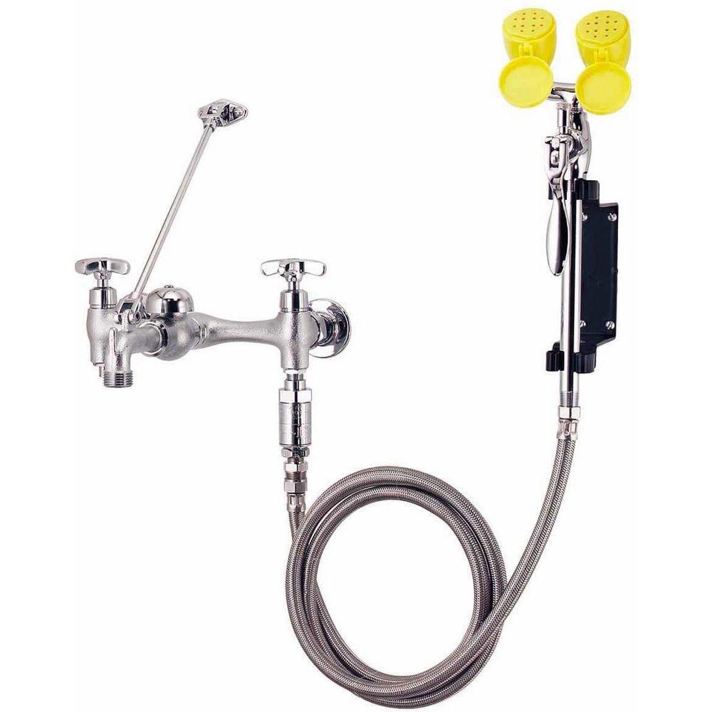Speakman Rough Chrome Plated Combination Service Sink Faucet and Fixed Mount Eyewash / Drench Hose, 14.5lbs 