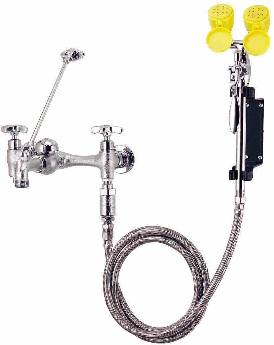 Speakman Rough Chrome Plated Combination Service Sink Faucet and Fixed Mount Eyewash / Drench Hose, 14.5lbs 