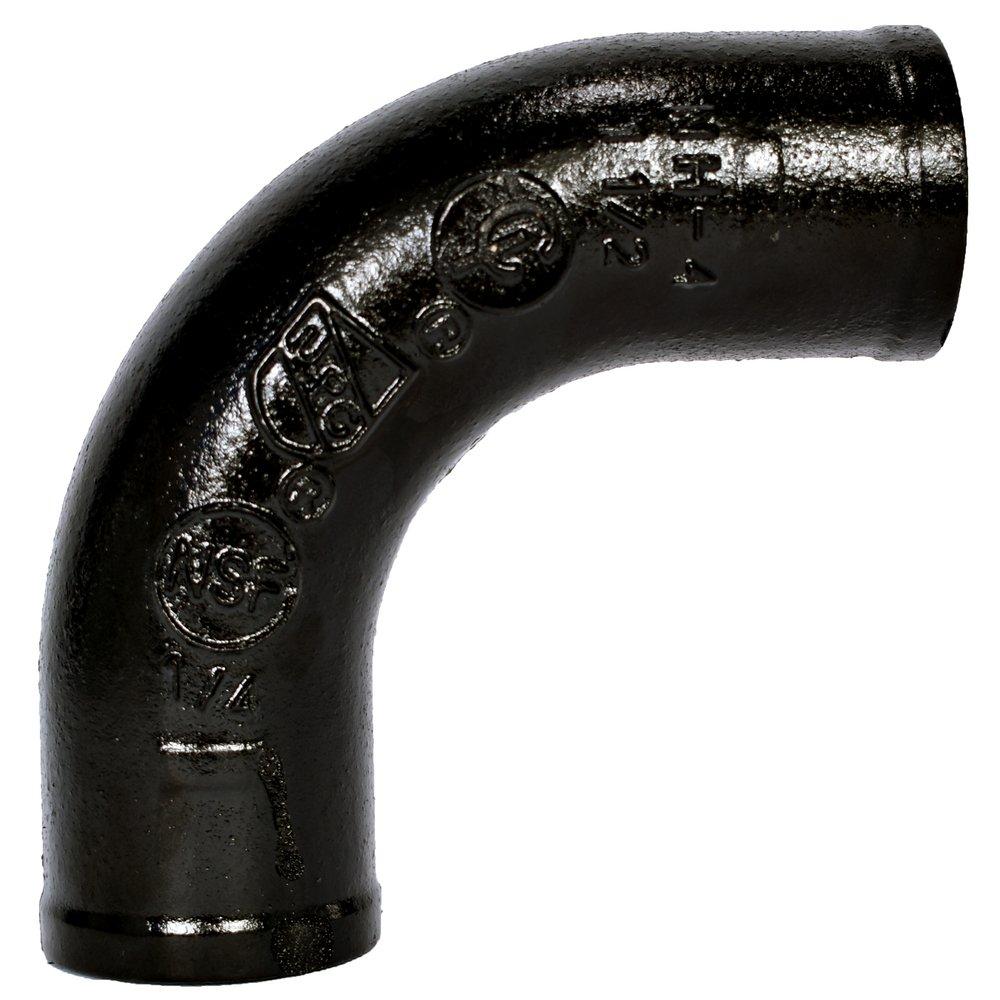 Black No Hub 90 Degree Cast Iron 1/4 Bend 