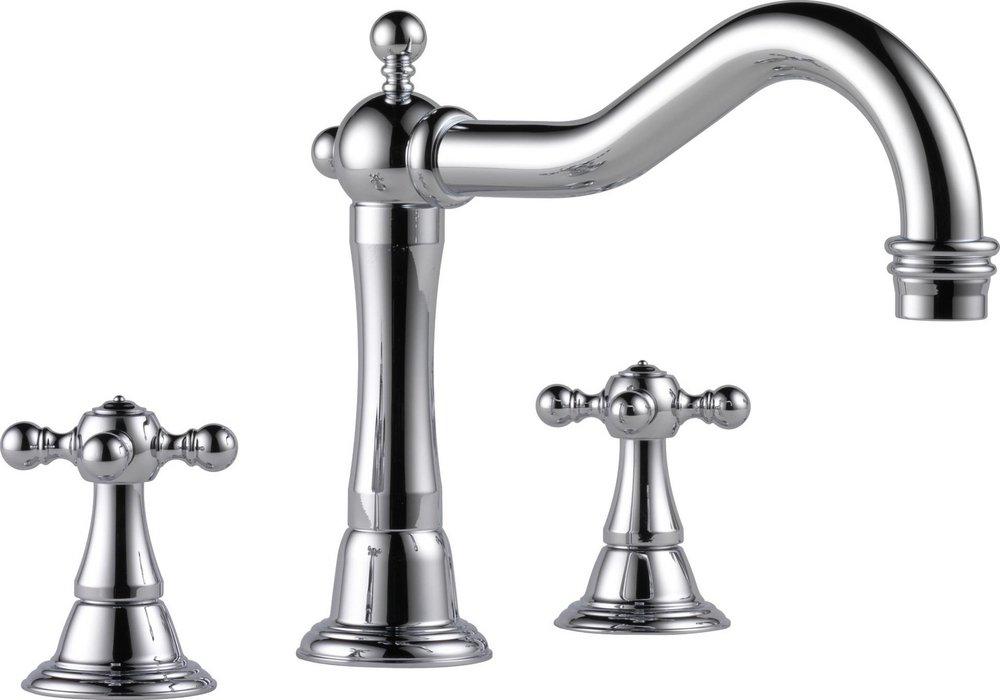 Brizo Chrome Three Hole Roman Tub Trim Cross Handle Polished Chrome 
