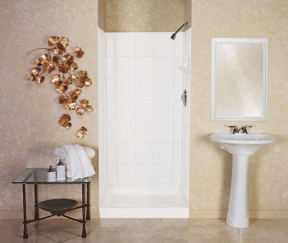 E.L. Mustee & Sons White 60 x 34 in. Tub and Shower 