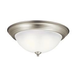 6-1/2 x 15-1/2 in. 60 W 3-Light Medium Flush Mount Ceiling Fixture in Brushed Nickel