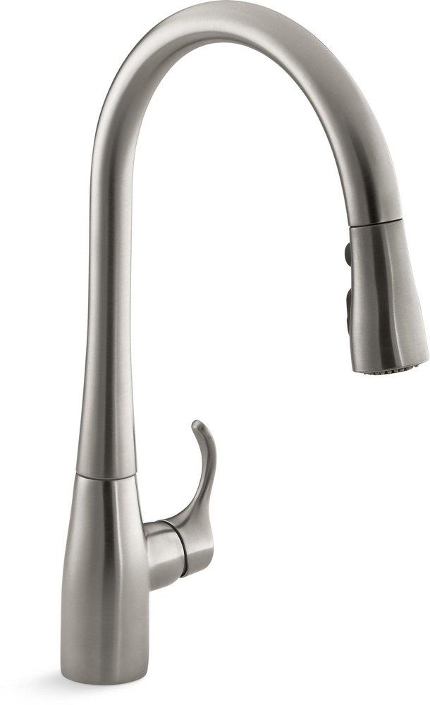 KOHLER Vibrant® Stainless Single Handle Pull Down Kitchen Faucet with Three-Function Spray, Magnetic Docking and Sweep Spray Technology 