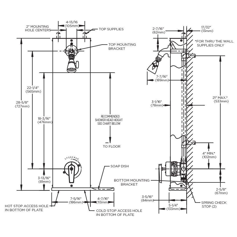 Speakman Stainless Steel Shower Valve Combination with Lever Handle and Soap Dish 