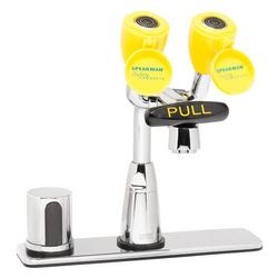 Counter Mounted Battery Powered 8in. Deck Plate Faucet with Integrated Eyewash, 2.8 gpm, 11.5 lbs