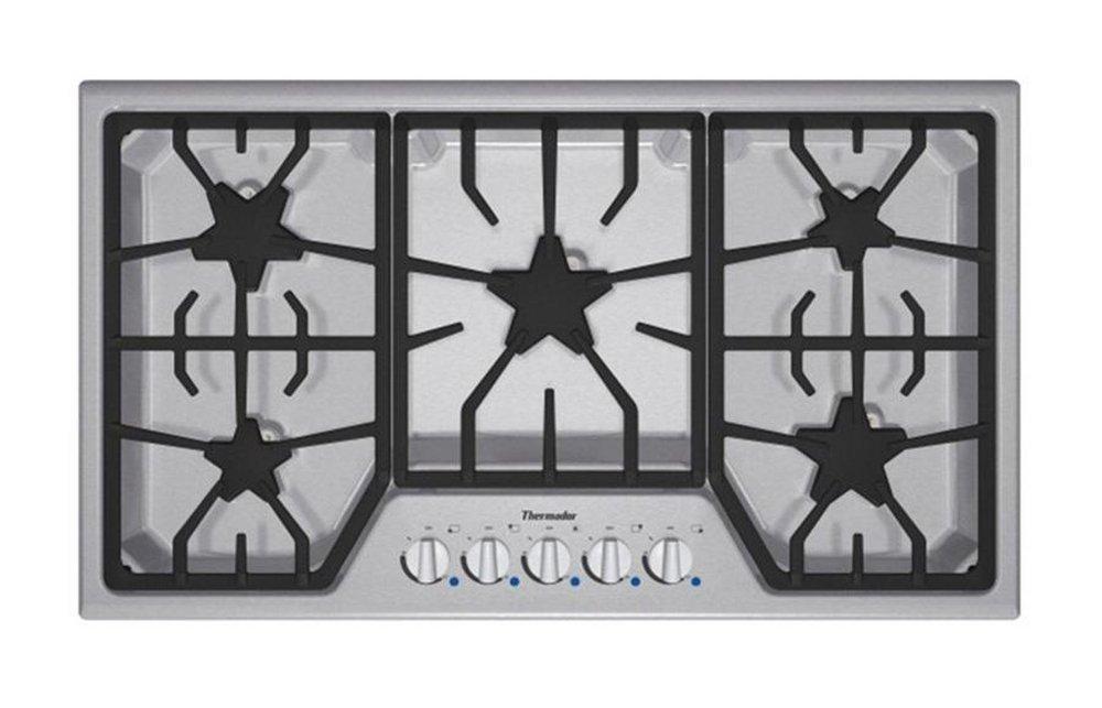 Thermador Stainless Steel 36 in. 5-Burner Gas Cooktop 