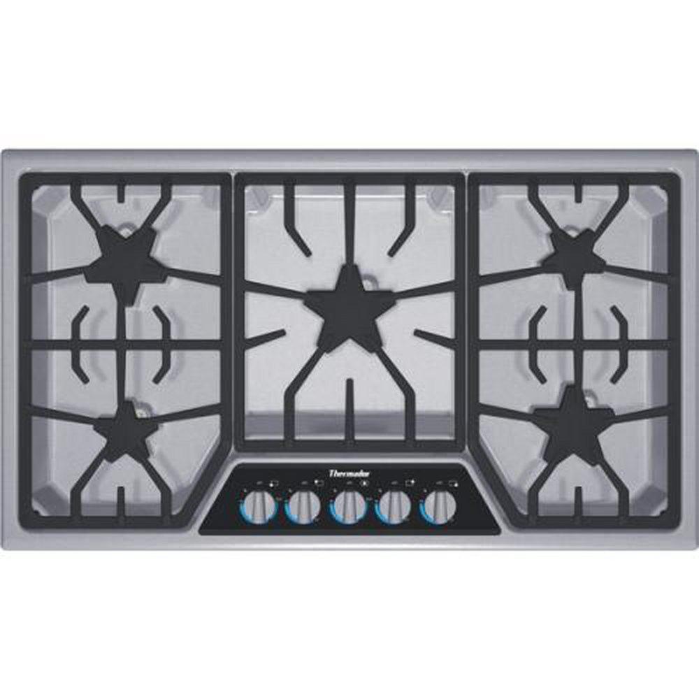 Thermador Stainless Steel 36 in. 5-Burner Deluxe Gas Cooktop 