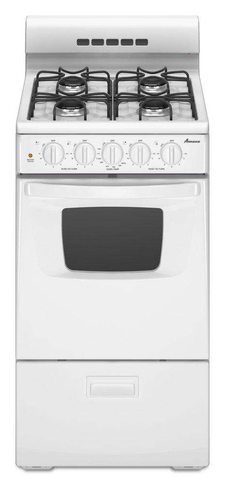 Amana White 19-3/4 in. Gas 4-Burner Sealed Freestanding Range 