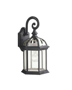 8 in. 100 W 1-Light Medium Wall Lantern in Black