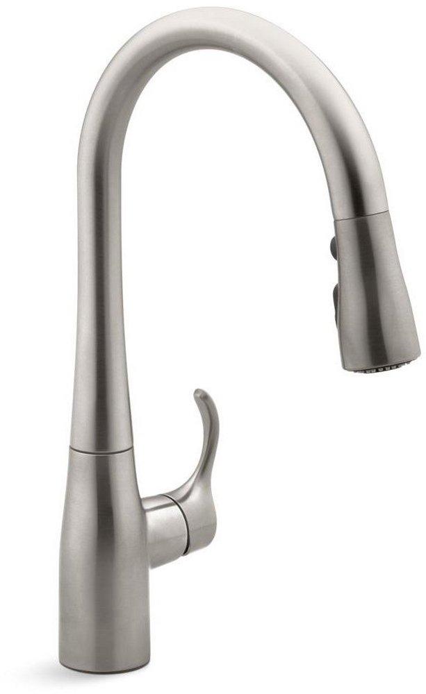 KOHLER Vibrant® Stainless Single Handle Pull Down Kitchen Faucet with Three-Function Spray, Magnetic Docking and Sweep Spray Technology 