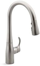 KOHLER Vibrant® Stainless Single Handle Pull Down Kitchen Faucet with Three-Function Spray, Magnetic Docking and Sweep Spray Technology 