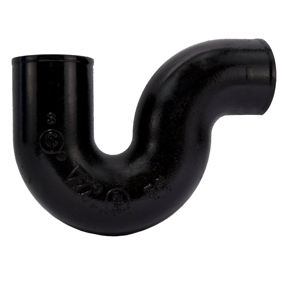 Black No-Hub Cast Iron P-Trap 