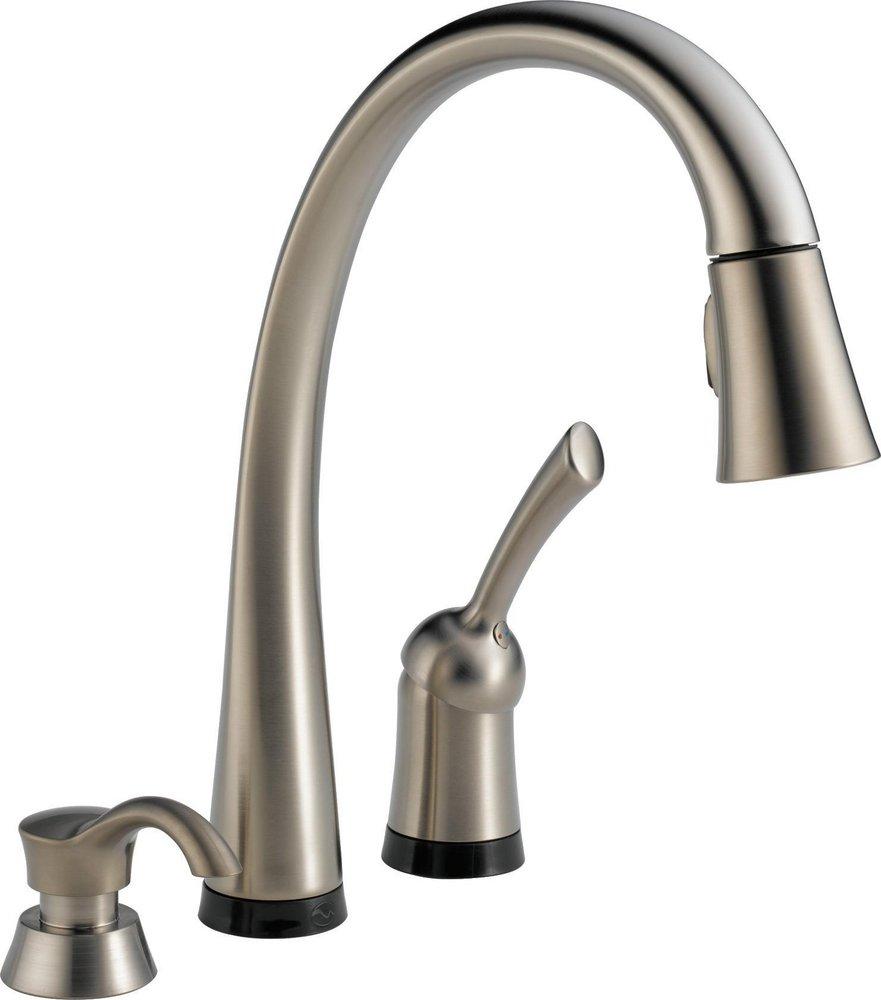 Delta Faucet Brilliance&reg; Stainless Single Handle Widespread Kitchen Faucet 