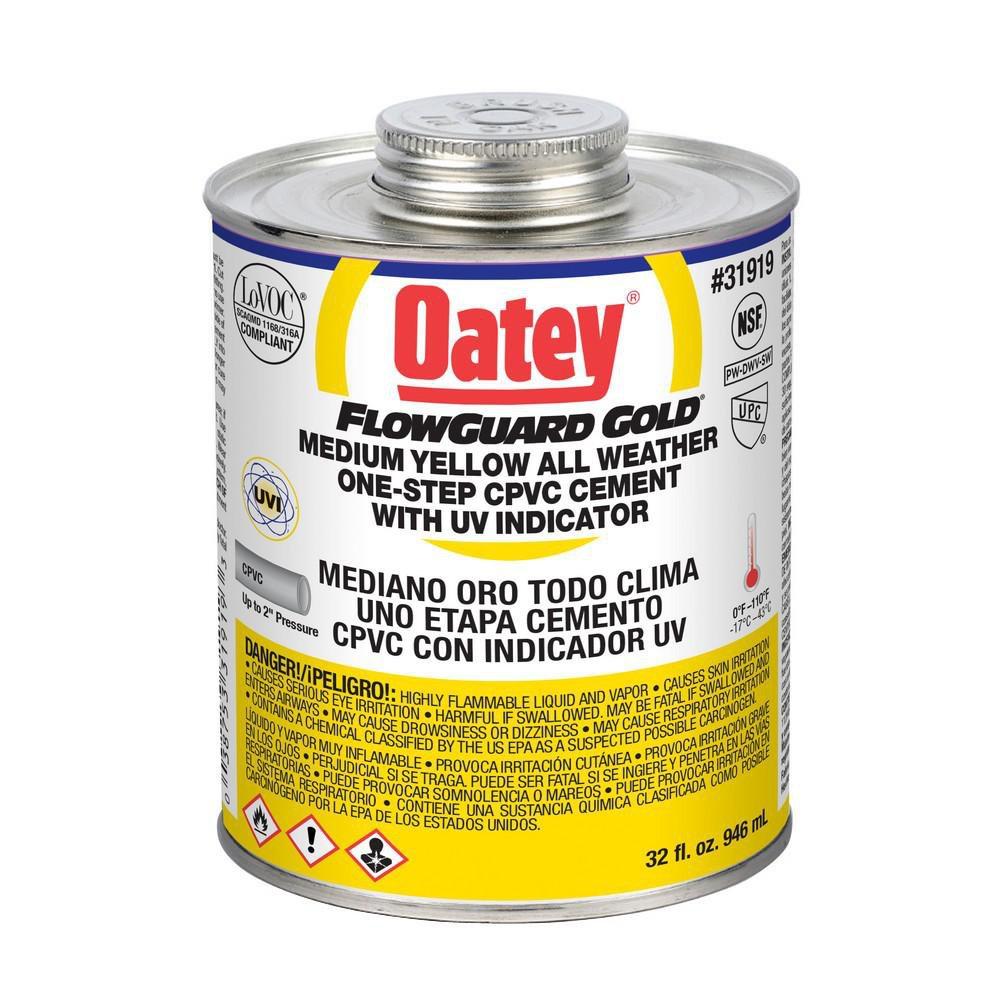 Oatey&reg; Gold Fast Set Plastic Yellow Pipe Cement 