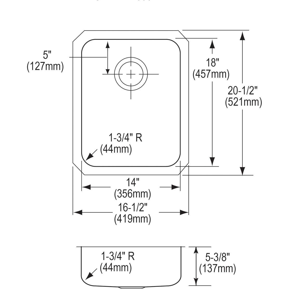 Elkay Lustrous Highlighted Satin 16-1/2 x 20-1/2 in. Undermount Stainless Steel Bar Sink 