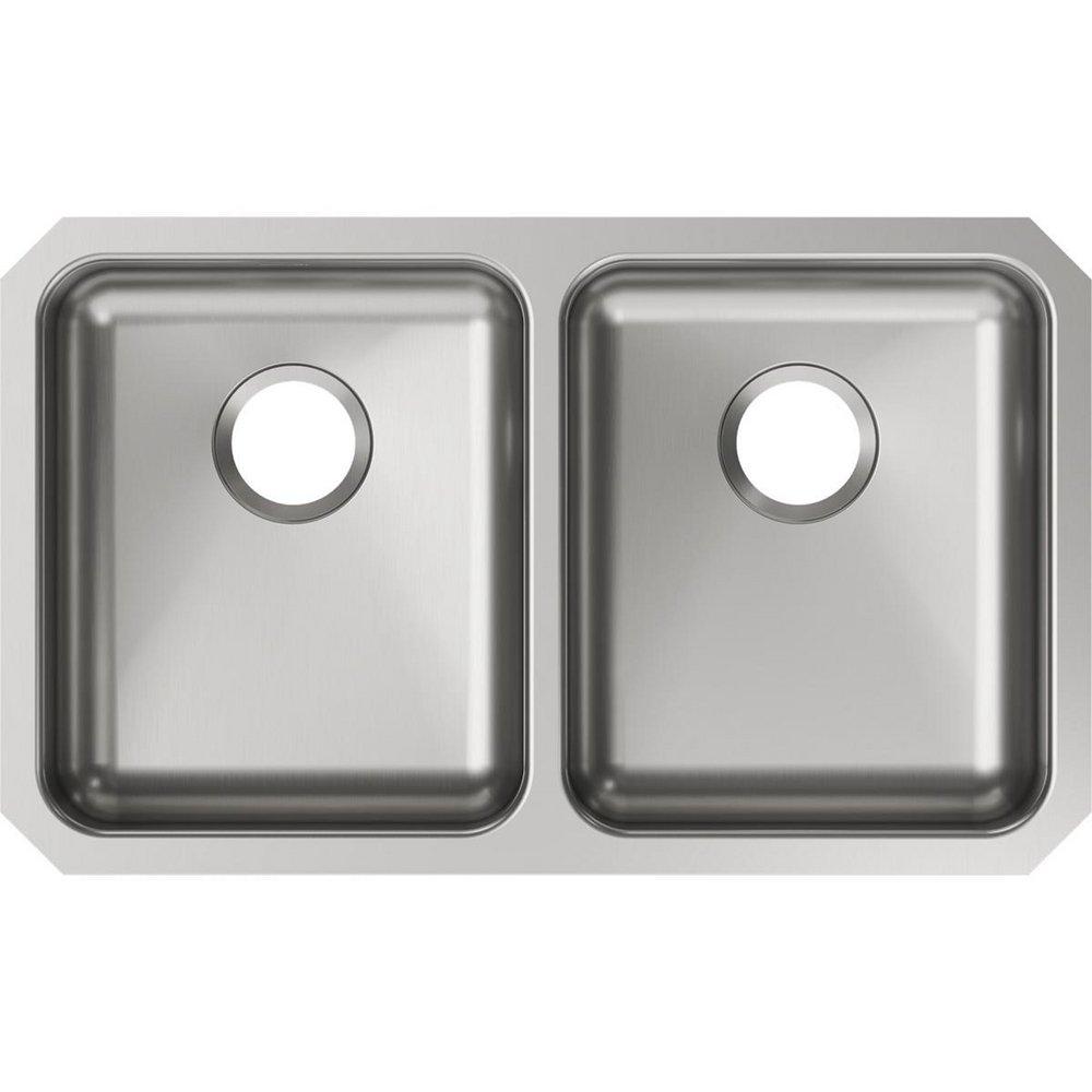 Elkay Lustrous Satin 30-3/4 x 18-1/2 in. No Hole Stainless Steel Double Bowl Undermount Kitchen Sink 