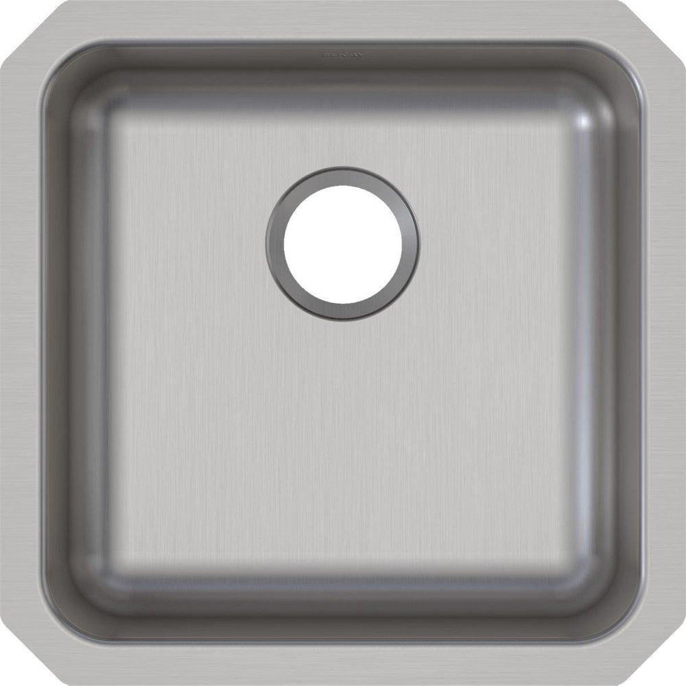 Elkay Lustrous Satin 18-1/2 x 18-1/2 in. No-Hole Stainless Steel Single Bowl Undermount Kitchen Sink 