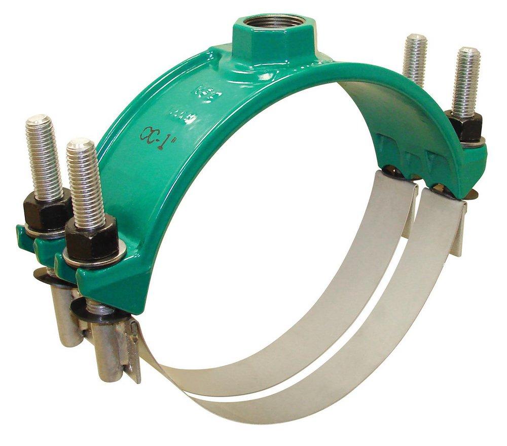 Ford Meter Box 6 in. IP Iron and Stainless Steel Double Strap Epoxy Saddle 