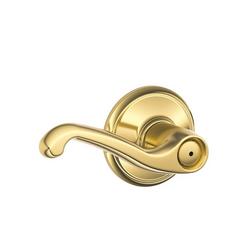 Bed and Bath Lever Lock in Bright Brass
