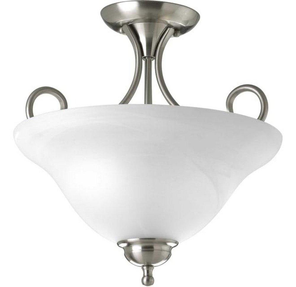 Progress Lighting Brushed Nickel 60W 2-Light Medium Semi-Flush Mount Ceiling Fixture 