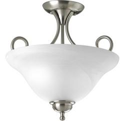 60W 2-Light Semi-Flush Mount Ceiling Fixture with Medium E-26 Base in Brushed Nickel