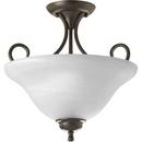 Progress Lighting Antique Bronze 60W 2-Light Medium Semi-Flush Mount Ceiling Fixture 