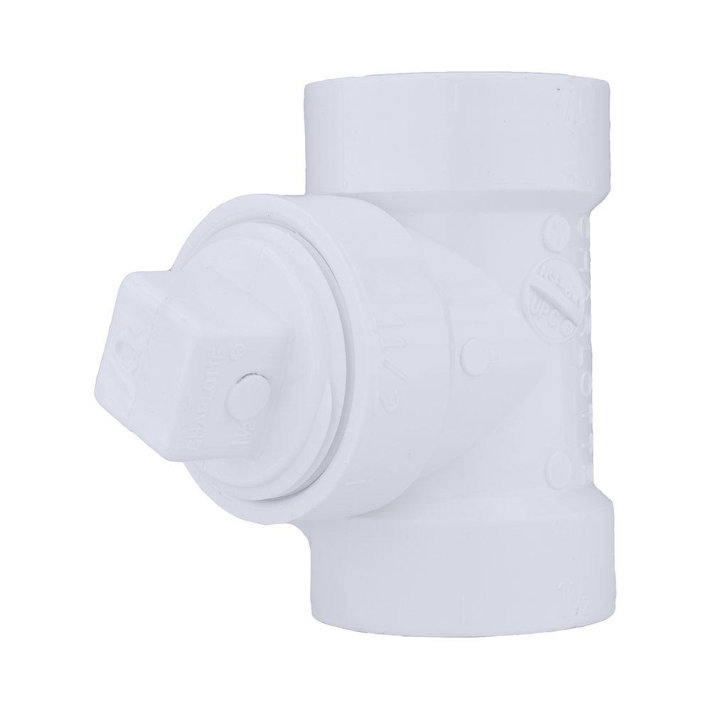 White PVC DWV Cleanout Tee with Plug 