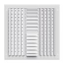14 x 14 in. 4-Way Aluminum Curved Blade Ceiling & Sidewall Register in White