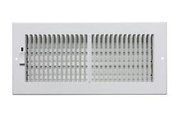 8 x 4 in. 2-Way Stamped Steel Sidewall & Ceiling Register in White -1/3 in. Spaced Fins