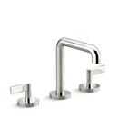Bathroom Sink Faucet with Double Lever Handle in Nickel Silver