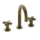 Deckmount Widespread Bathroom Sink Faucet with Double Cross Handle in Bronze