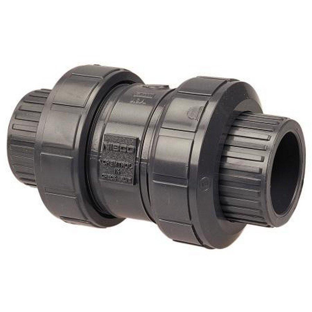 Chemtrol Dark Grey Plastic Socket Weld x Threaded Ball Check Valve 