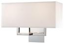 60W 16 in. 2-Light LED Wall Sconce in Polished Chrome with Off White Fabric Shade