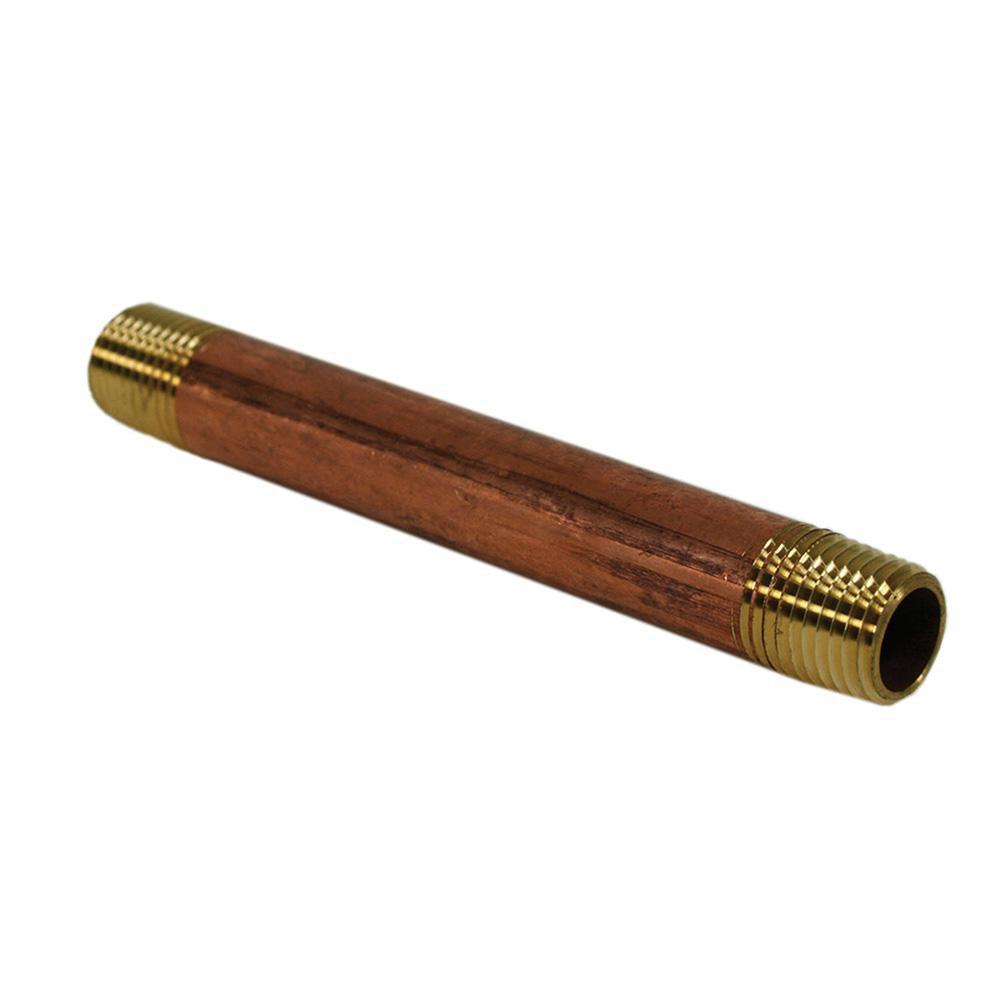 Jones Stephens 3/8 in. Threaded Red Brass Pipe Nipple 