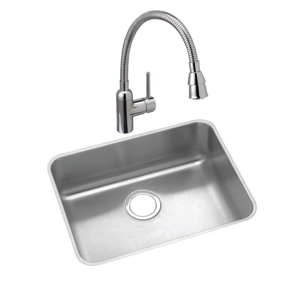 Elkay Lustertone 21-1/2 x 18-1/2 in. No Hole Stainless Steel Single Bowl Undermount Kitchen Sink 