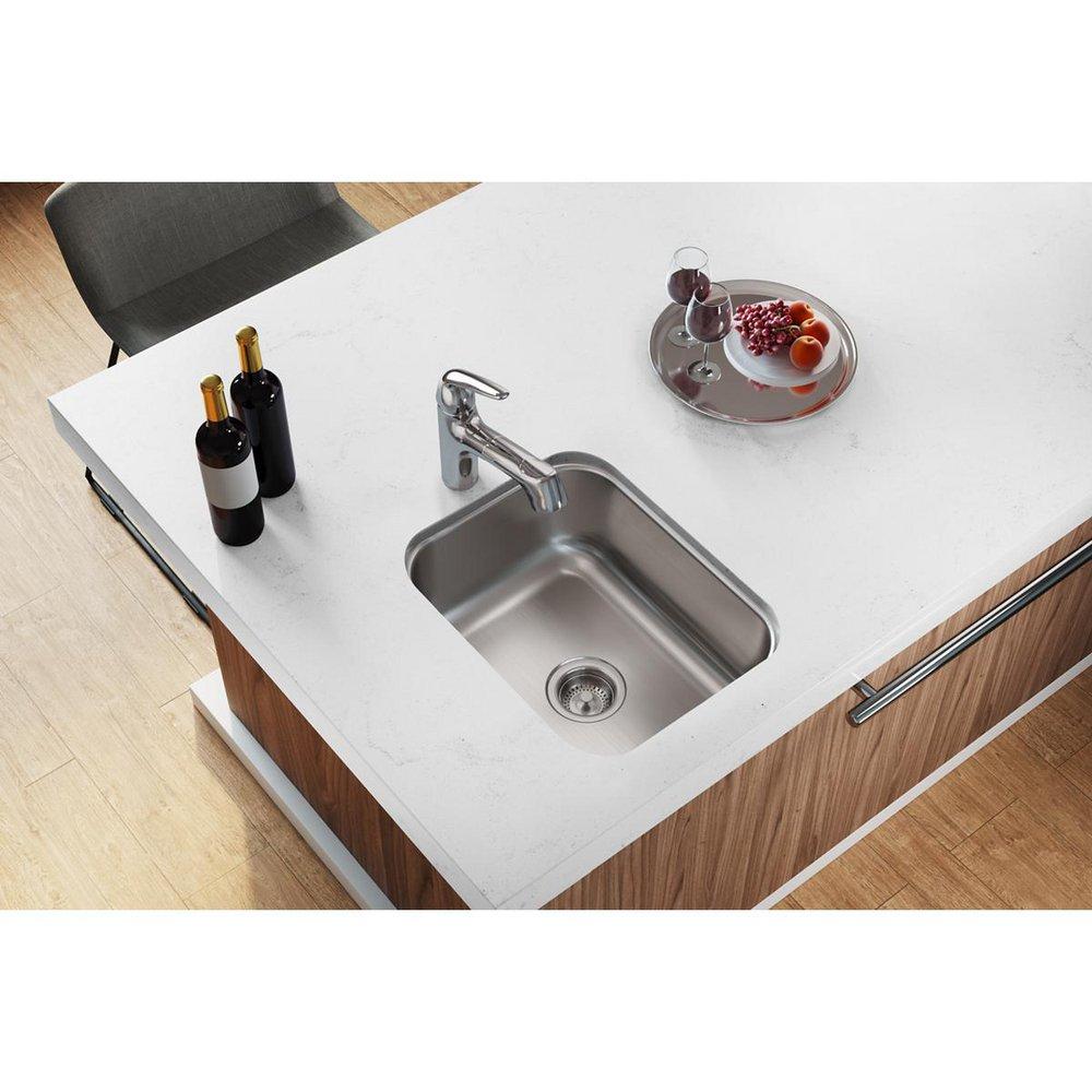 Dayton Radiant Satin 16-1/2 x 18-1/4 in. No Hole Stainless Steel Single Bowl Undermount Kitchen Sink 