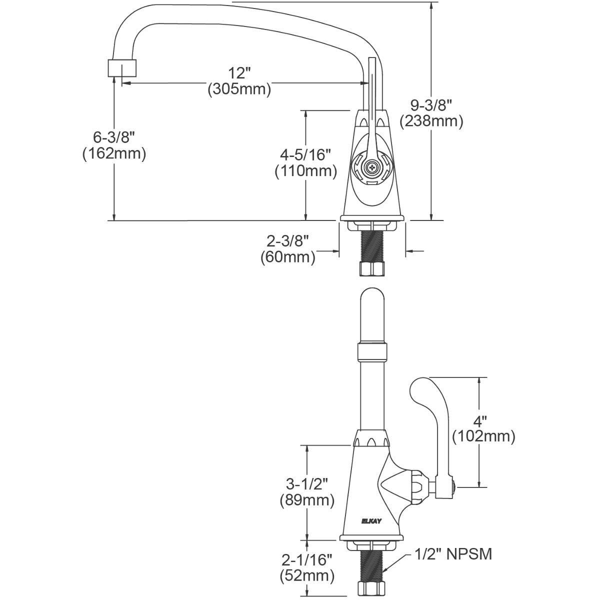 Elkay Light Grey Granite Bi-Level Wall Mount Cooler Filter 