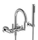 Wall Mount Tub Filler with Handshower in Polished Chrome