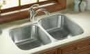 Stainless Steel Double Bowl Undermount Unequal Offset Kitchen Sink with Center Drain in Satin Stainless Steel