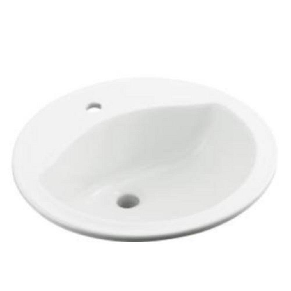 Sterling White 1-Hole Topmount Round Lavatory Sink 