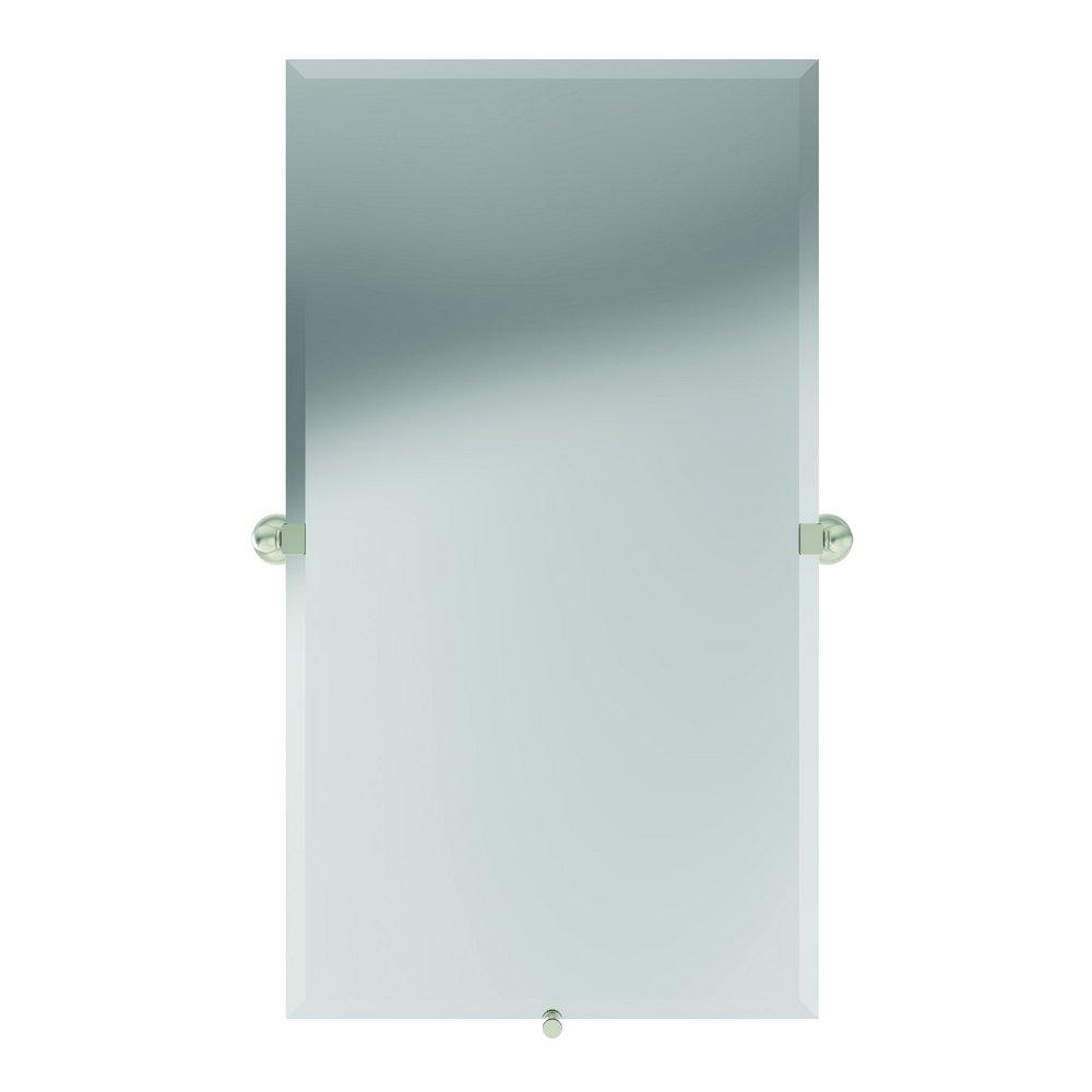 Satin Nickel 24 in. Glass and Brass Large Frameless Mirror 