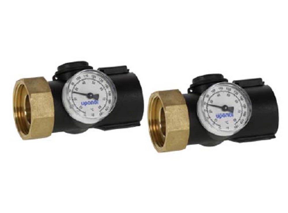 Uponor Heating Manifold Connection Piece with R32 Union and Thermometer 