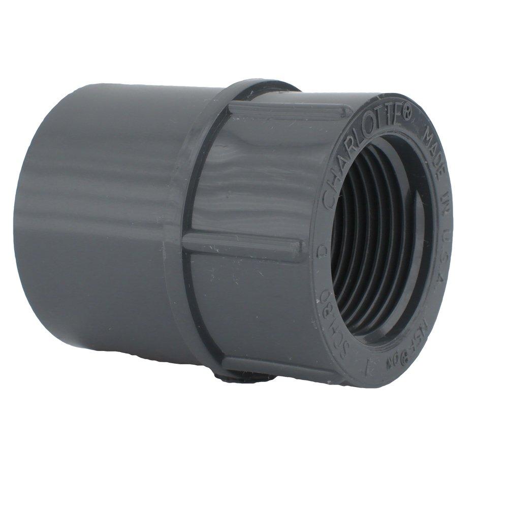 Dark Grey PVC Schedule 80 Female Adapter 