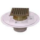 3 in. Heavy Duty PVC Drain Base with 3-1/2 in. Metal Spud and 6 in. Polished Brass Strainer