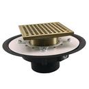 4 in. Heavy Duty PVC Drain Base with 3-1/2 in. Metal Spud and 6 in. Nickel Bronze Strainer