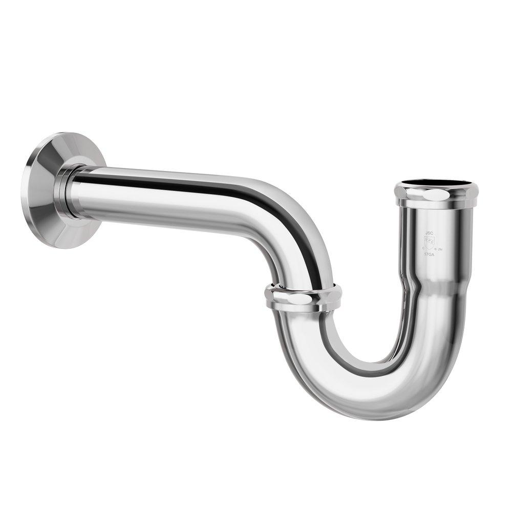 Jones Stephens Chrome Plated Chrome Plated Brass P-Trap with Shallow Escutcheon 
