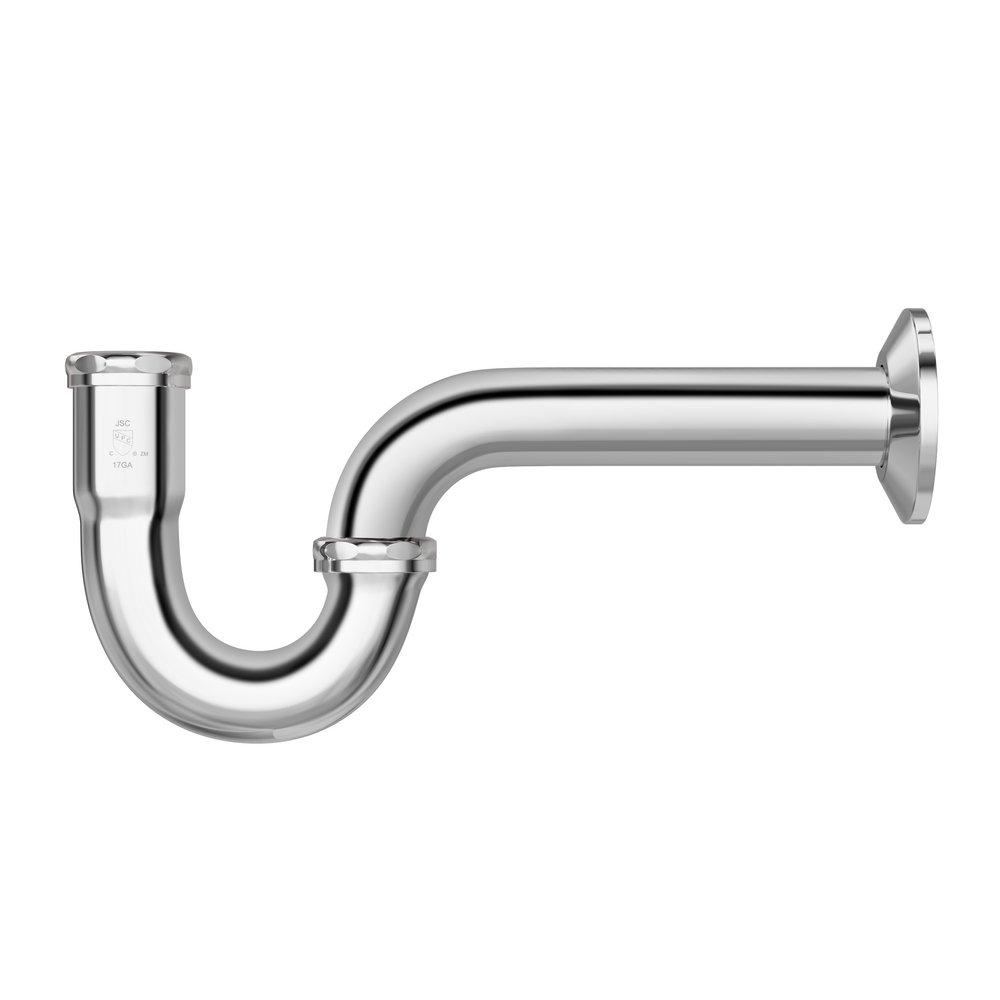 Jones Stephens Chrome Plated Chrome Plated Brass P-Trap with Shallow Escutcheon 