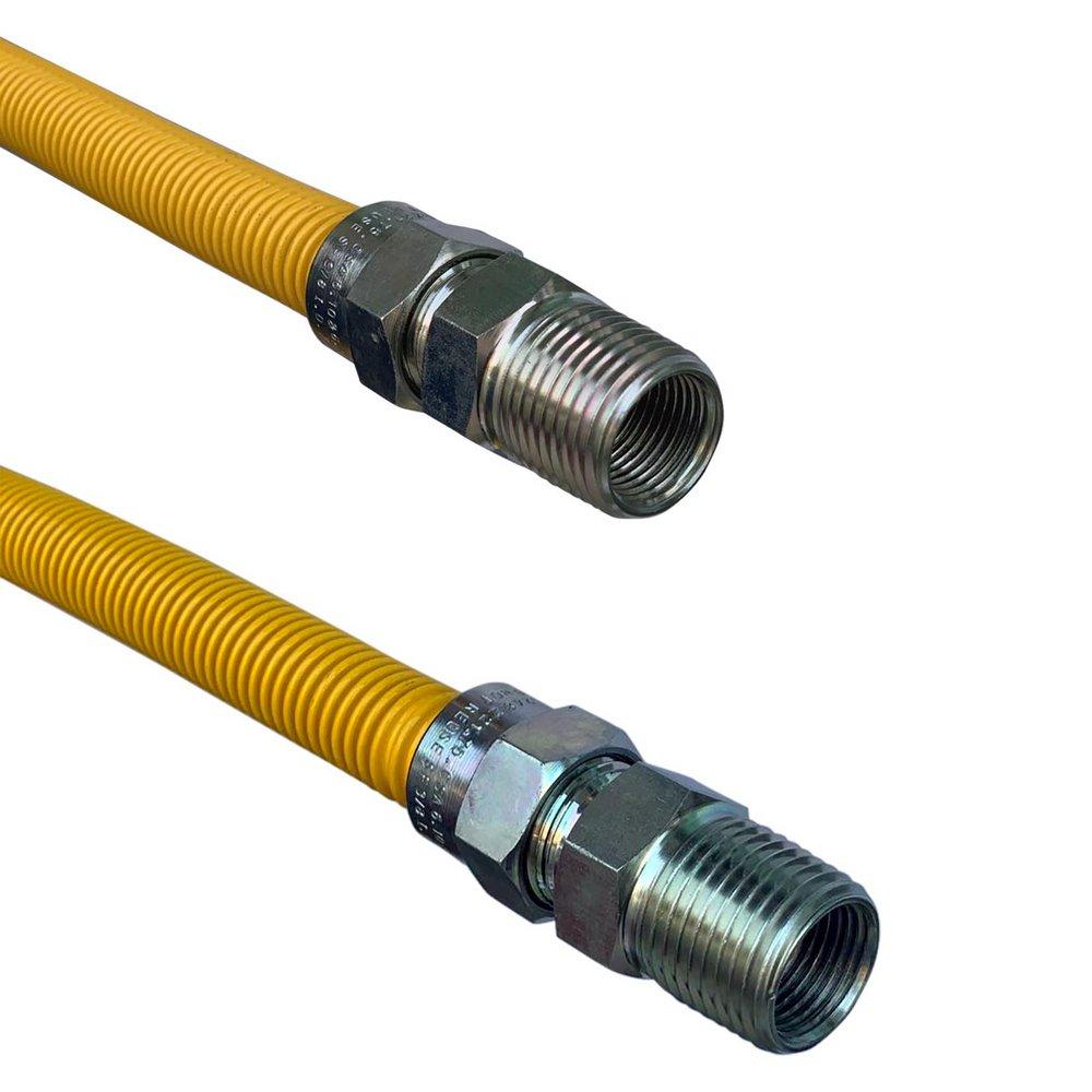 Jones Stephens Yellow 1/2 in. MIPS Gas Connector with Fitting in Yellow 