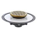 2 in. Heavy Duty PVC Drain Base with 3-1/2 in. Plastic Spud and 5 in. Polished Brass Strainer with Ring